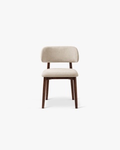 SCAUN DINING/BIROU EVAN, BEJ, TAPITAT CU TAPITERIE DIN TEXTIL CHENILLE REBEL SI LEMN MASIV, MICADONI - Img 2