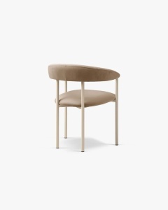 SCAUN DINING/BIROU LEA, BEJ ALUNA/CREM, TAPITAT CU TAPITERIE DIN TEXTIL CATIFEA MAGIC VELVET SI METAL, MICADONI - Img 5