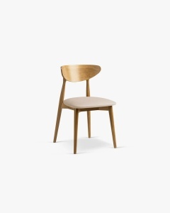 SCAUN DINING/BIROU LEON, BEJ MIGDALA, TAPITAT CU TAPITERIE DIN TEXTIL CATIFEA MAGIC VELVET SI LEMN MASIV, MICADONI