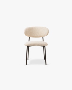 SCAUN DINING/BIROU NINA, BEJ, TAPITAT CU TAPITERIE DIN TEXTIL BOUCLE BALOO SI METAL, MICADONI - Img 3