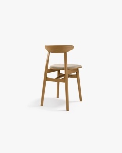 SCAUN DINING/BIROU OSOS, BEJ/NUC AMERICAN, TAPITAT CU TAPITERIE DIN TEXTIL CATIFEA VENUS SI LEMN MASIV, MICADONI - Img 3