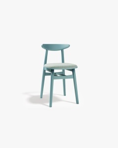 SCAUN DINING/BIROU OSOS, VERDE MENTA/TURCOAZ, TAPITAT CU TAPITERIE DIN TEXTIL STRUCURAT BABEL SI LEMN MASIV DE FAG, MICADONI