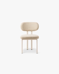SCAUN DINING/BIROU SAM, BEJ, TAPITAT CU TAPITERIE DIN TEXTIL BOUCLE BALOO SI METAL, MICADONI - Img 3