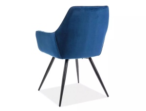 SCAUN DINING, BLEUMARIN BLUVEL 86/NEGRU MAT, TAPITERIE DIN CATIFEA SI PICIOARE DIN METAL, STIL MODERN - Img 2