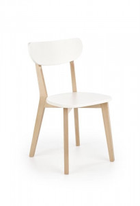 SCAUN DINING BUGGI, ALB/STEJAR, DIN MDF LACUIT SI PICIOARE DIN LEMN MASIV, STIL CLASIC - Img 1