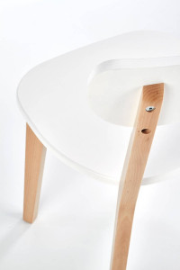 SCAUN DINING BUGGI, ALB/STEJAR, DIN MDF LACUIT SI PICIOARE DIN LEMN MASIV, STIL CLASIC - Img 8