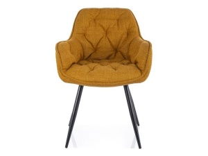 SCAUN DINING CHERRY BJORN, CURRY 68/NEGRU MAT, TAPITERIE DIN TEXTIL BJORN SI PICIOARE DIN METAL, STIL MODERN