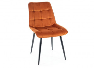 SCAUN DINING CHIC, SCORTISOARA BLUVEL 4215/NEGRU MAT, TAPITERIE DIN CATIFEA SI PICIOARE DIN METAL, STIL MODERN