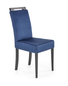 SCAUN DINING CLARION 2, ALBASTRU MONOLITH 77/NEGRU, CU TAPITERIE DIN STOFA FINA SI PICIOARE DIN LEMN MASIV, STIL CLASIC