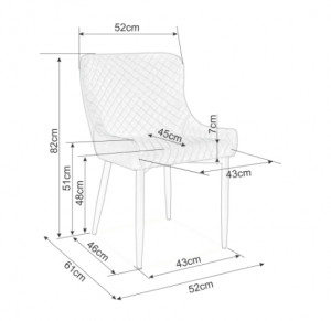 SCAUN DINING COLIN B, GRI BLUVEL 14/NEGRU MAT, TAPITERIE DIN CATIFEA SI PICIOARE DIN METAL, STIL MODERN - Img 3