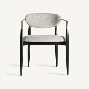 SCAUN DINING CROSSAC, ALB SI NEGRU, REF. 35240, PRELUCRAT MANUAL, CONFECTIONAT DIN METAL SI TEXTIL, STIL MODERN - Img 2