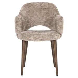 SCAUN DINING DELPHINA LOVELY NATURE, 213624, CONFECTIONAT DIN POLIESTER, METAL SI SPUMA, MARO/BEJ, STIL MODERN - Img 3