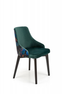 SCAUN DINING ENDO, VERDE BLUVEL 78/MULTICOLOR/NEGRU, CU TAPITERIE DIN CATIFEA SI PICIOARE DIN LEMN MASIV, STIL CLASIC
