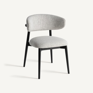 SCAUN DINING ERLEC, DIN LEMN DE ARTAR SI TEXTIL, CULOARE GRI/NEGRU, DESIGN CONTEMPORAN, REZISTENTA LA APA SI PETE, VICAL HOME