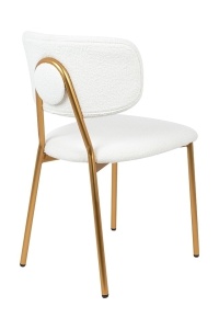 SCAUN DINING FABIOLA ALB, TAPITAT CU TEXTIL BOUCLE, STIL MODERN - Img 3