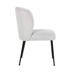 SCAUN DINING FALLON, ALB/NEGRU, TAPITERIE DIN TEXTIL PLUSAT SI PICIOARE DIN METAL, STIL MODERN - Img 4