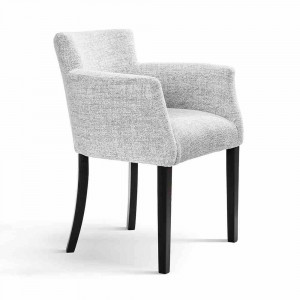 SCAUN DINING FARO,CU BRATE, GRI/NEGRU, TAPITERIE DIN STOFA SI PICIOARE DIN LEMN, STIL MODERN - Img 6