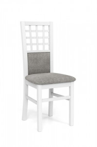 SCAUN DINING GERARD 3, GRI INARI 91/ALB, TAPITERIE DIN STOFA SI PICIOARE DIN LEMN MASIV DE FAG, STIL CLASIC