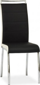 SCAUN DINING H-442 NEGRU / ALB / CROM STIL MODERN - Img 2