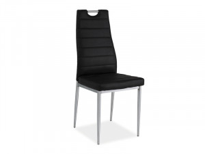 SCAUN DINING H260, NEGRU/CROM, TAPITERIE DIN PIELE ECOLOGICA SI PICIOARE DIN METAL, STIL MODERN