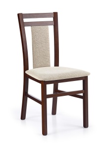 SCAUN DINING HUBERT 8, NUC INCHIS/BEJ LARS 07, DIN LEMN MASIV SI TEXTIL, STIL CLASIC - Img 1