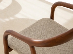 SCAUN DINING, ILLA, DIN TEXTIL SI LEMN, MARO/BEJ, MICADONI, STIL MODERN - Img 5