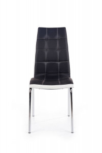SCAUN DINING K186, NEGRU/ALB/CROM, CU TAPITERIE DIN PIELE ECOLOGICA SI PICIOARE DIN METAL, STIL MODERN - Img 2