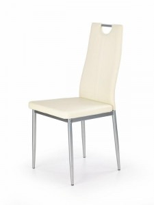 SCAUN DINING K202, CREM/CROM, CU TAPITERIE DIN PIELE ECOLOGICA SI PICIOARE DIN METAL, STIL MODERN