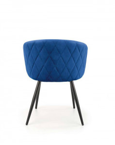 SCAUN DINING K430, ALBASTRU/NEGRU, CU TAPITERIE DIN CATIFEA SI PICIOARE DIN METAL, STIL MODERN - Img 2