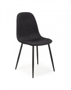 SCAUN DINING K449, NEGRU/NEGRU, CU TAPITERIE DIN STOFA SI PICIOARE DIN METAL, STIL MODERN
