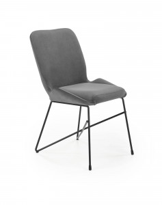 SCAUN DINING K454, GRI/NEGRU, CU TAPITERIE DIN CATIFEA SI PICIOARE DIN METAL, STIL MODERN