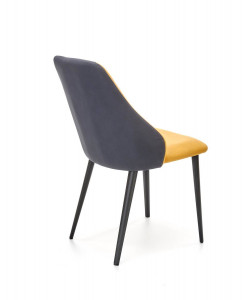 SCAUN DINING K470, GALBEN MUSTAR/GRI INCHIS/NEGRU, CU TAPITERIE DIN STOFA SI PICIOARE DIN METAL, STIL MODERN, HALMAR - Img 6