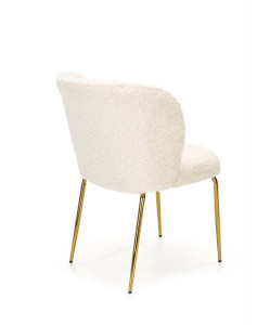 SCAUN DINING K474, CREM/AURIU, CU TAPITERIE DIN TEXTIL PLUSAT SI PICIOARE DIN METAL, STIL MODERN - Img 4