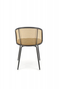 SCAUN DINING K508, VERDE/NATURAL/NEGRU, TAPITERIE DIN CATIFEA, RATTAN SI PICIOARE DIN METAL, STIL MODERN - Img 3