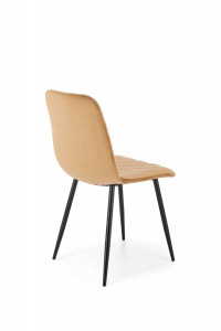 SCAUN DINING K525, BEJ/NEGRU, TAPITERIE DIN CATIFEA SI PICIOARE DIN METAL, STIL MODERN - Img 2