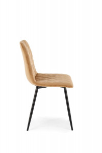 SCAUN DINING K525, BEJ/NEGRU, TAPITERIE DIN CATIFEA SI PICIOARE DIN METAL, STIL MODERN - Img 6
