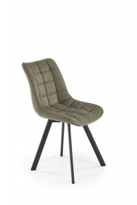 SCAUN DINING K549, VERDE OLIVE/NEGRU, TAPITERIE DIN STOFA SI PICIOARE DIN METAL, STIL MODERN