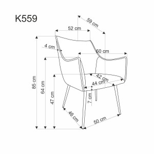 SCAUN DINING K559, GRI/NEGRU, TAPITERIE DIN STOFA FINA SI PICIOARE DIN METAL, STIL MODERN - Img 2