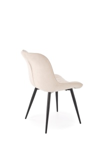 SCAUN DINING K567, BEJ/NEGRU, TAPITERIE DIN STOFA SI PICIOARE DIN METAL, STIL MODERN - Img 2