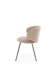 SCAUN DINING K587, BEJ 38/NEGRU, TAPITERIE DIN CATIFEA MATA SI PICIOARE DIN METAL, STIL MODERN - Img 3