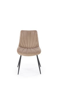 SCAUN DINING K589, BEJ 40/NEGRU, TAPITERIE DIN CATIFEA SI PICIOARE DIN METAL, STIL MODERN - Img 4