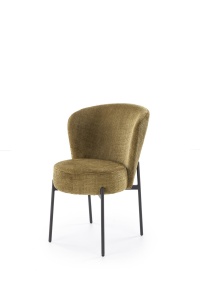 SCAUN DINING K590, VERDE OLIVE/NEGRU, TAPITERIE DIN STOFA SI PICIOARE DIN METAL, STIL MODERN - Img 3