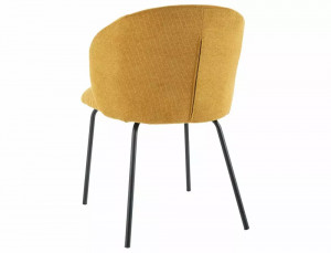 SCAUN DINING KEVIN, CURRY 66/NEGRU MAT, TAPITERIE DIN STOFA VARDO SI PICIOARE DIN METAL, STIL MODERN - Img 3