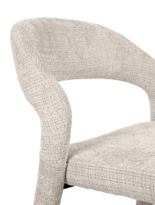 SCAUN DINING KOS BEJ, CONFECTIONAT DINTEXTIL CHENILLE SI METAL, STIL MODERN - Img 5