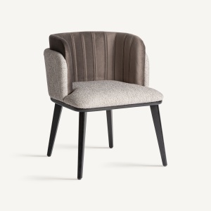 SCAUN DINING LABEGE, GRI/NEGRU, CONFECTIONAT DIN LEMN DE HEVEA, TEXTIL SI MDF, STIL MODERN - Img 1