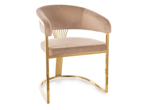 SCAUN DINING/LIVING CROWN BEJ BLUVEL 28/AURIU, CONFECTIONAT DIN METAL SI CATIFEA, STIL MODERN