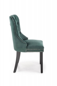 SCAUN DINING MIYA, VERDE INCHIS/NEGRU, CU TAPITERIE DIN CATIFEA SI PICIOARE DIN LEMN MASIV, STIL CLASIC - Img 4