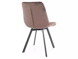 SCAUN DINING MONTI, CAPPUCCINO BLUVEL 38/NEGRU MAT, TAPITERIE DIN CATIFEA SI PICIOARE DIN METAL, STIL MODERN - Img 2