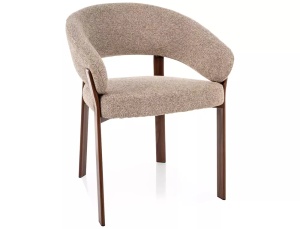 SCAUN DINING NAGOJA D, BEJ 253/NUC, TAPITERIE DIN TEXTIL SI PICIOARE DIN METAL, STIL MODERN - Img 4
