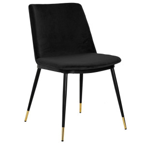 SCAUN DINING NEGRU/AURIU, CU TAPITERIE DIN CATIFEA, DIEGO STIL MODERN - Img 1